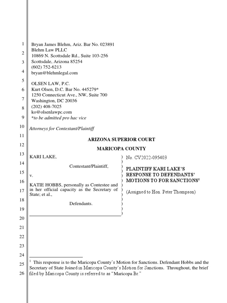 Response To Motions For Sanctions (Final) | PDF | Signature | Testimony