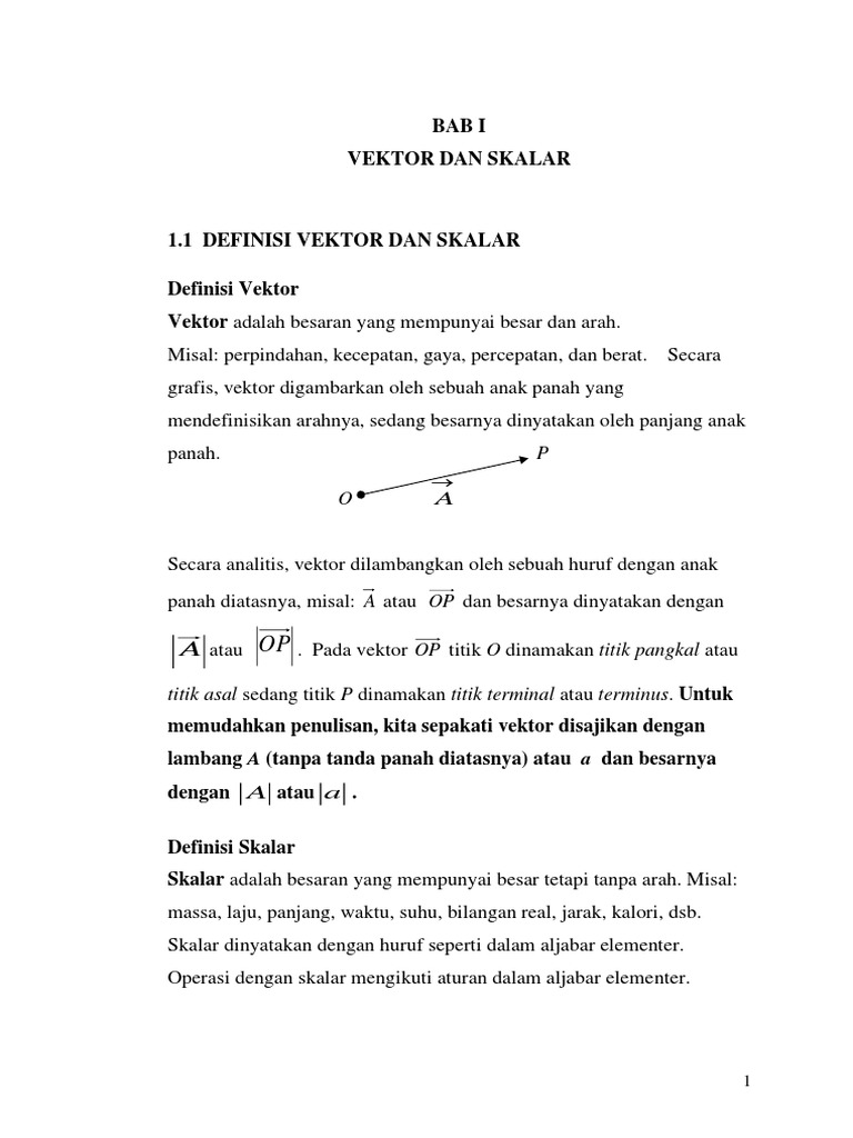 Definisi dan Aljabar Vektor serta Skalar | PDF | Metode & Bahan Ajar