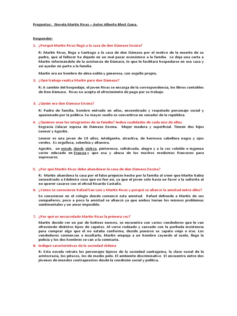 Prueba de Martín Rivas | PDF