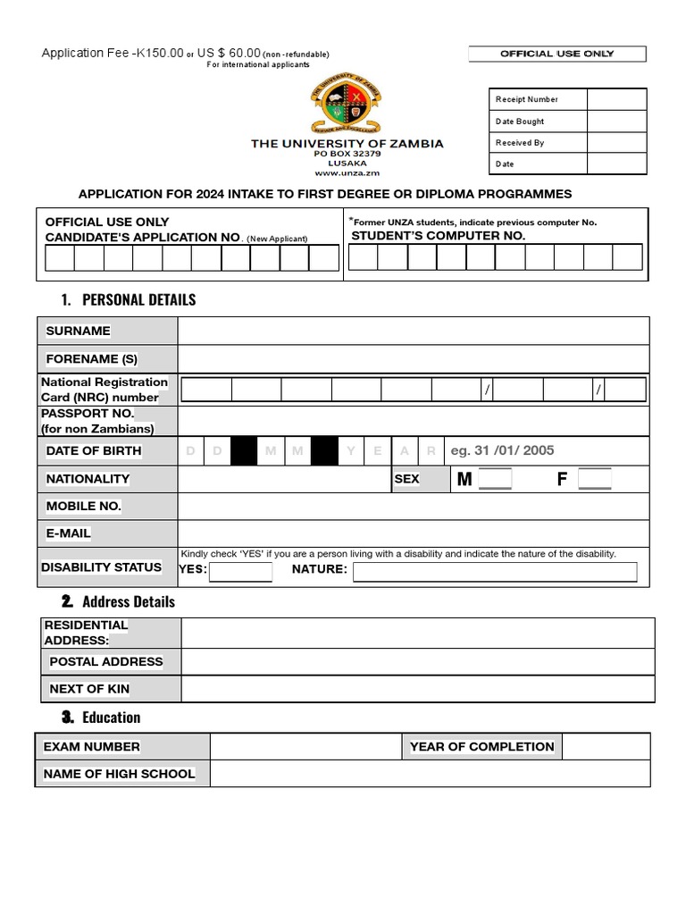 Application Form 2024 PDF