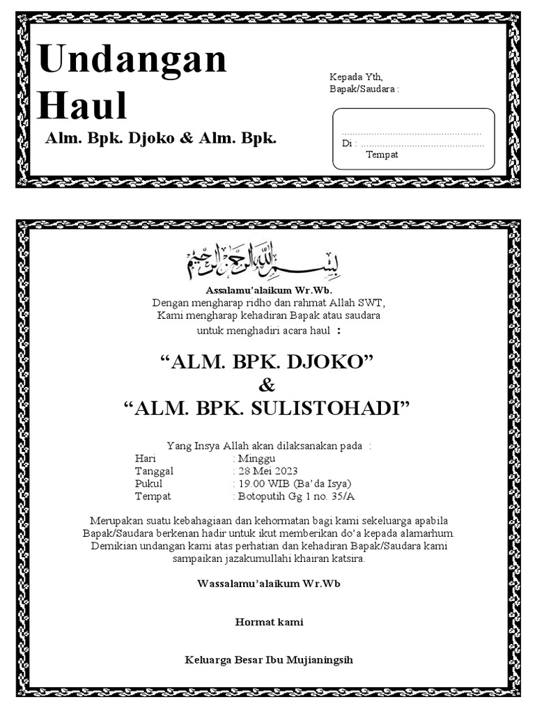 Undangan Haul | PDF