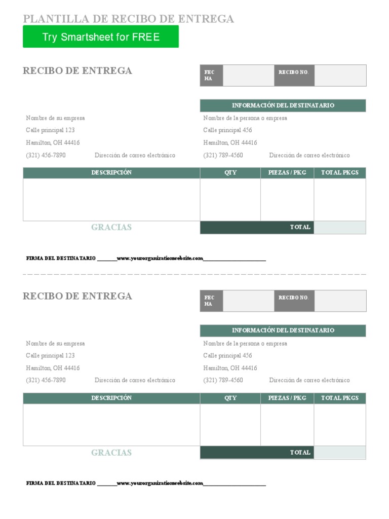 Plantilla de Recibo de Entrega 27227 | PDF | Informática
