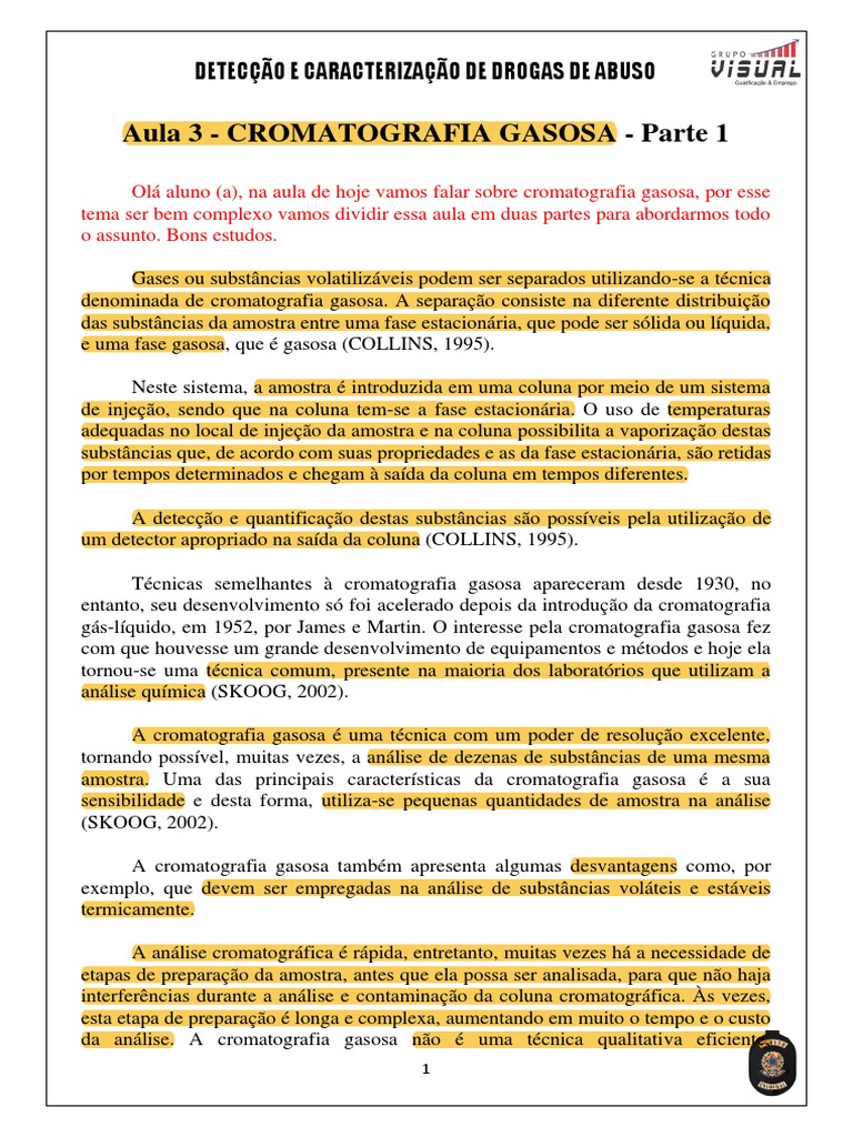 Aula 3 - CROMATOGRAFIA GASOSA - Parte 1 | PDF | Cromatografia em fase ...