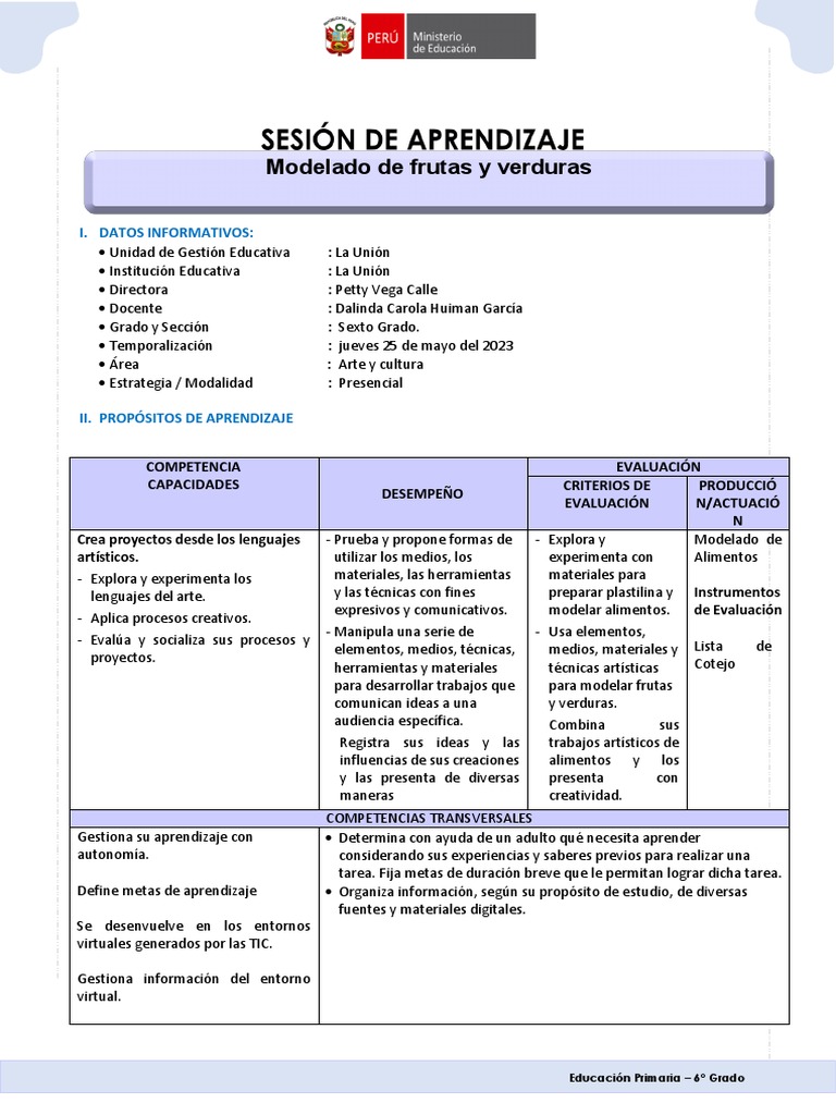 Sesión de Arte y Cultura | PDF | Evaluación | Aprendizaje