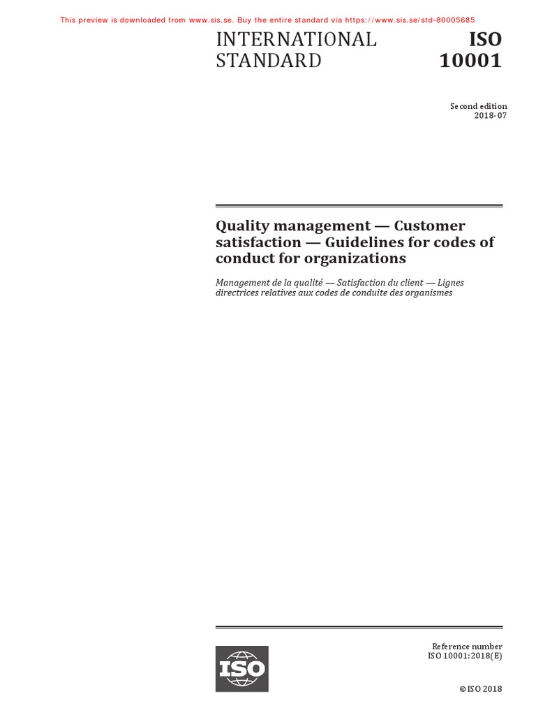 ISO 10001 2018 Code of Conduct | PDF | Iso 9000 | Quality Management