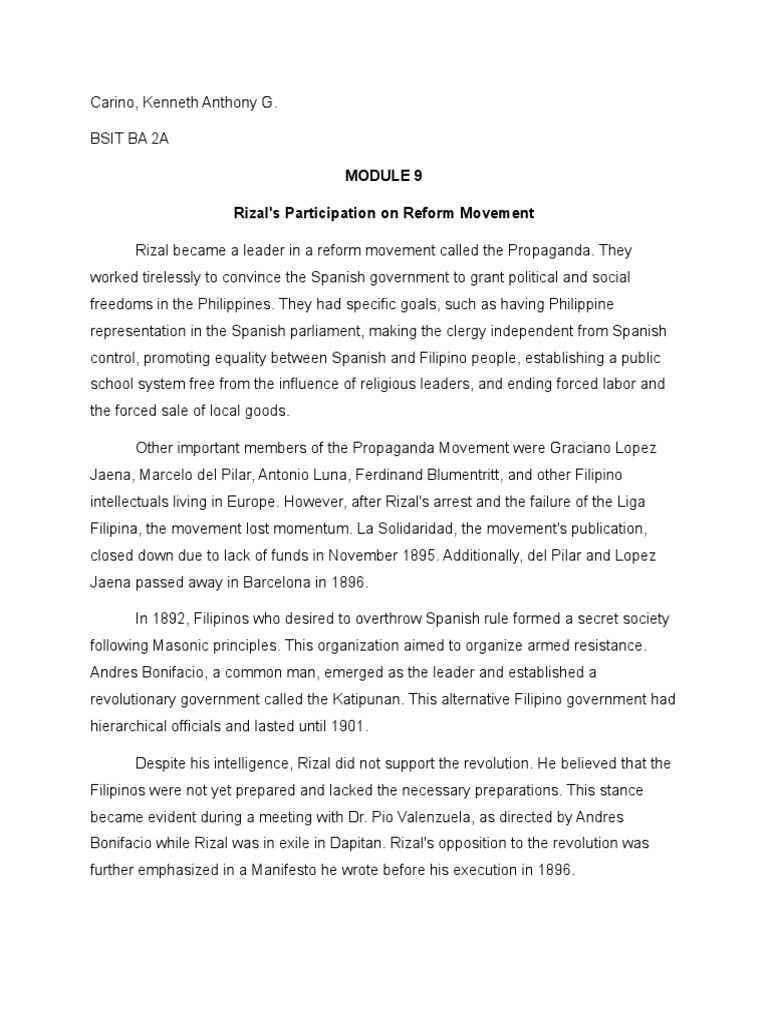 Rizal and the Propaganda Movement | PDF | History | Religion & Spirituality