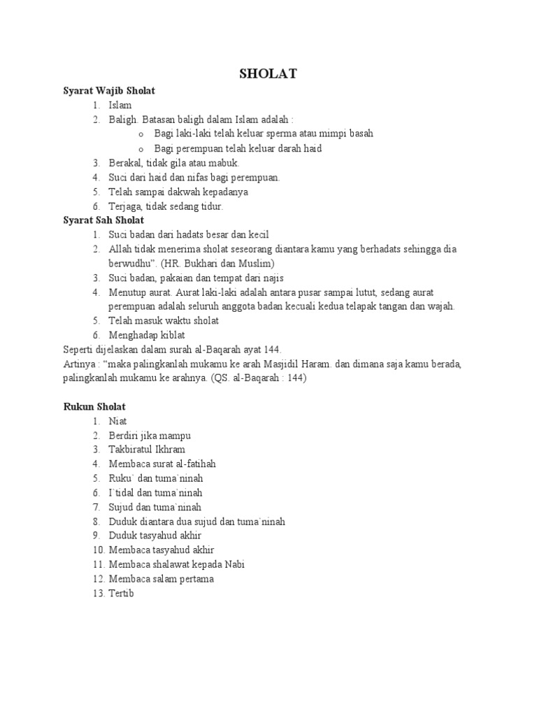 Materi SHOLAT | PDF