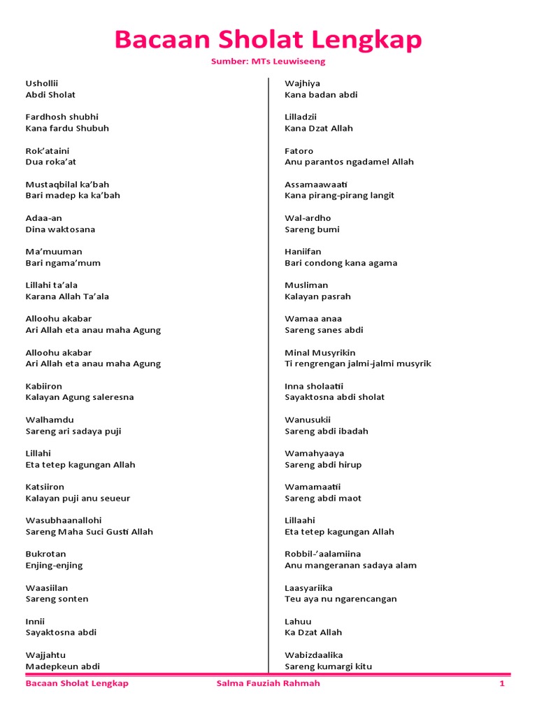 Bacaan Sholat Muhammadiyah Lengkap dan Terbaru 2024