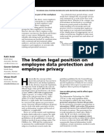 The Indian Legal Position On Employee Data Protection and Employee Privacy