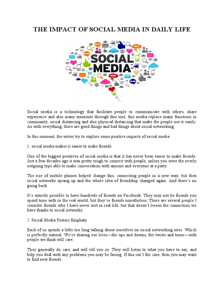 Social Media's Impact on Daily Life PDF Social Media Popular