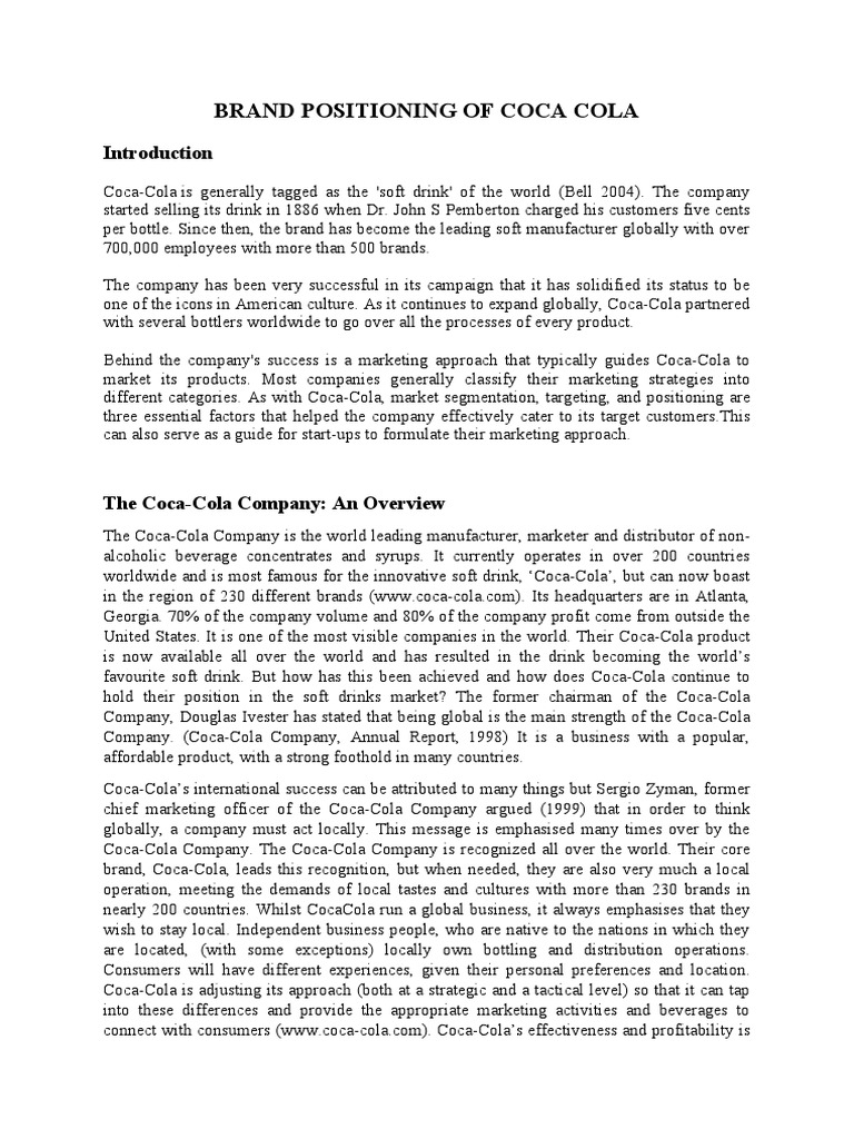 Brand Positioning of Coca Cola | PDF | Methodology | Survey Methodology