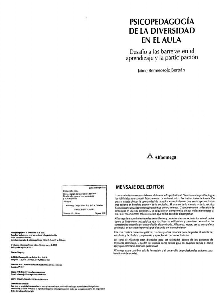 Psicopedagogía de La Diversidad en El Aula | PDF