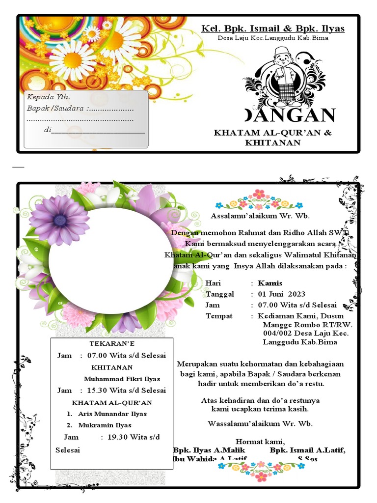 Contoh Undangan Walimatul Khitan 01 [by Massiswo(Dot)Com]-1 | PDF