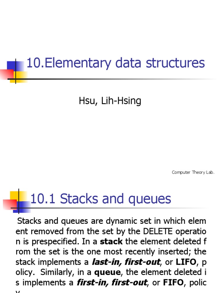 10 - Elementary Data Structures | PDF | Queue (Abstract Data Type ...