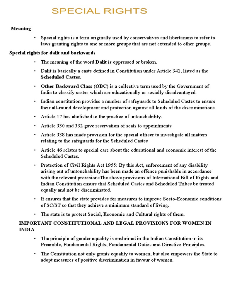 Special Rights | PDF | Dalit | Minority Group