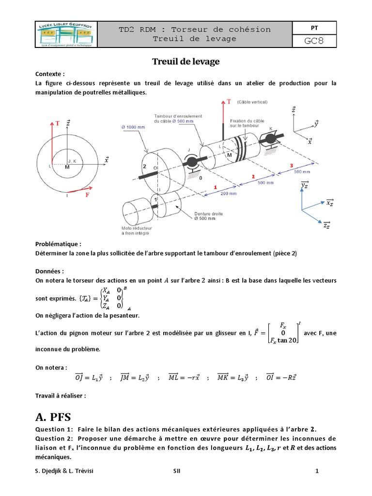 Analyse du Treuil de Levage en RDM | PDF | Machine | Mécanique newtonienne