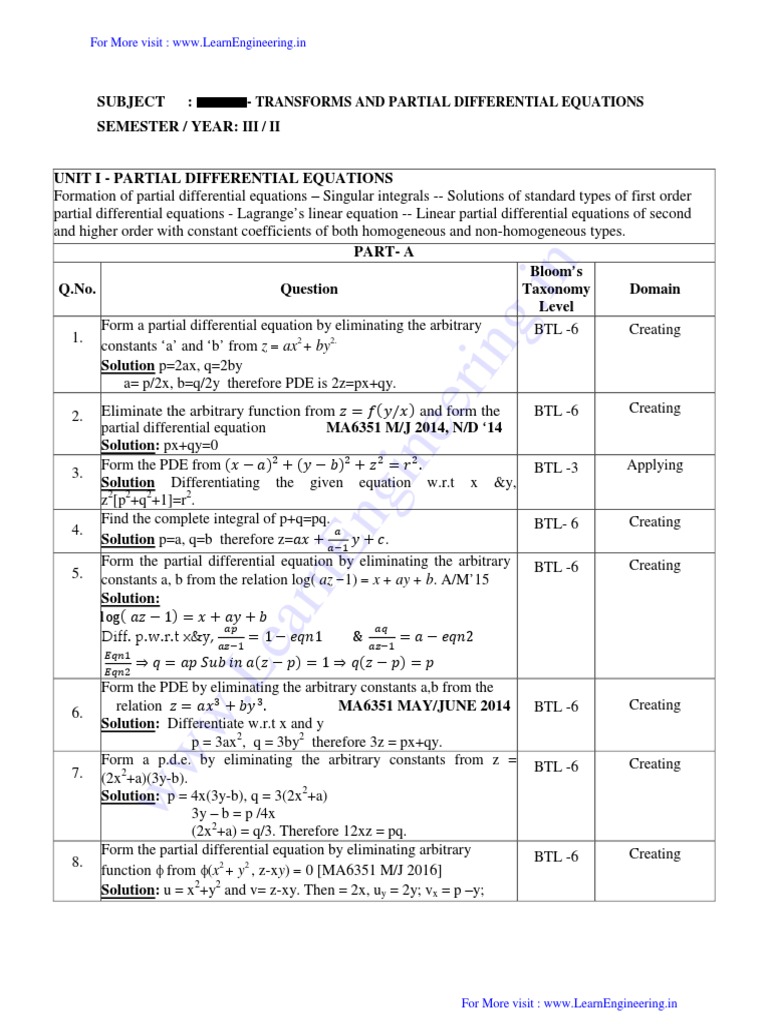 Engineering PDE & Fourier Series | PDF | Partial Differential Equation ...