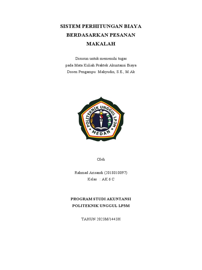 Sistem Perhitungan Biaya Berdasarkan Pesanan | PDF