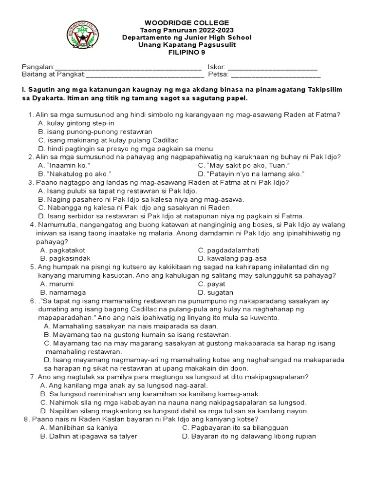 Filipino9 1st Quarter Pdf