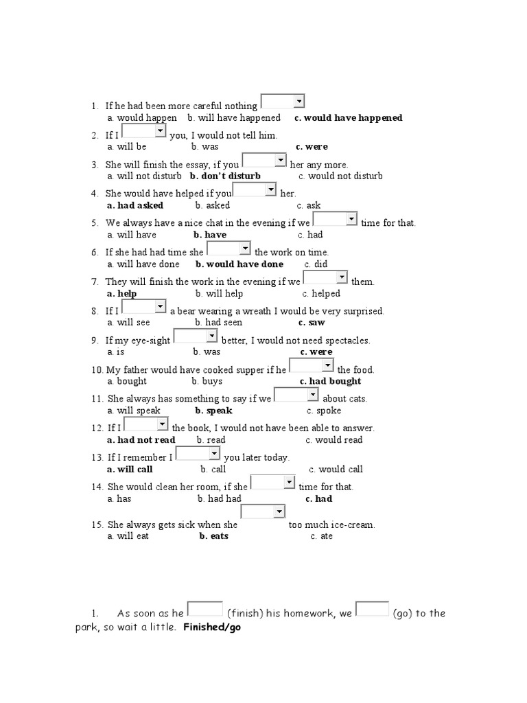 Conditional Exercises Worksheet | PDF | Language Arts & Discipline