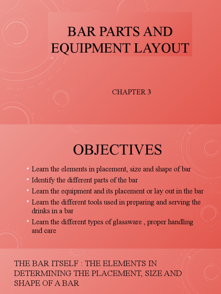 BAR PARTS AND EQUIPMENT LAYOUT Lesson 3 PDF Drink Bar (Establishment)
