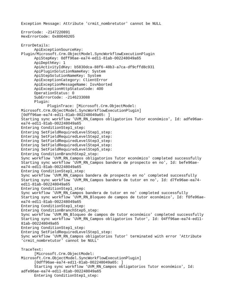 CRM Error: crmit_nombretutor NULL | PDF | Computing | Software