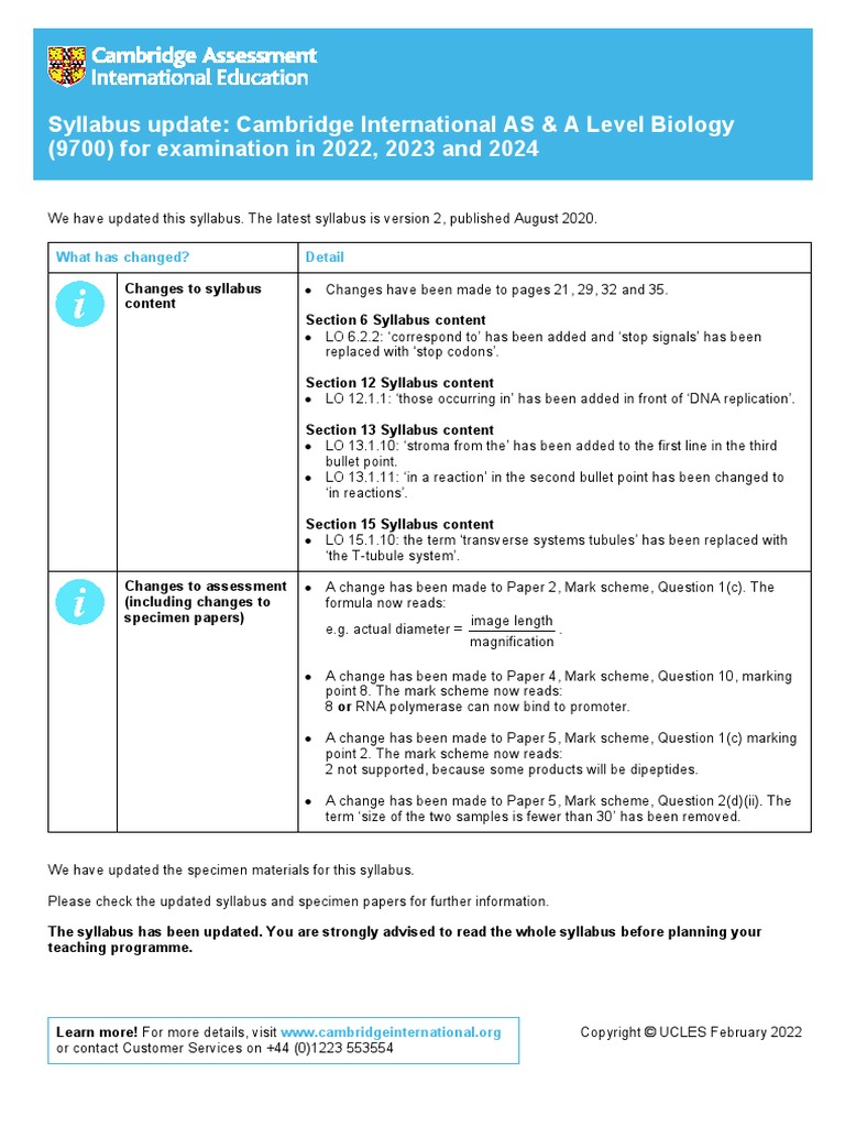Biology 9700 20222024syllabusupdate PDF