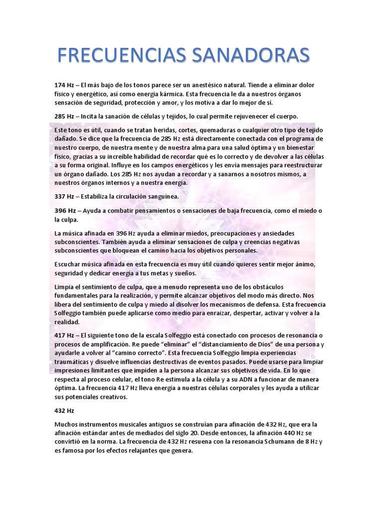 Frecuencias Sanadoras y sus Beneficios | PDF | Frecuencia | Amor