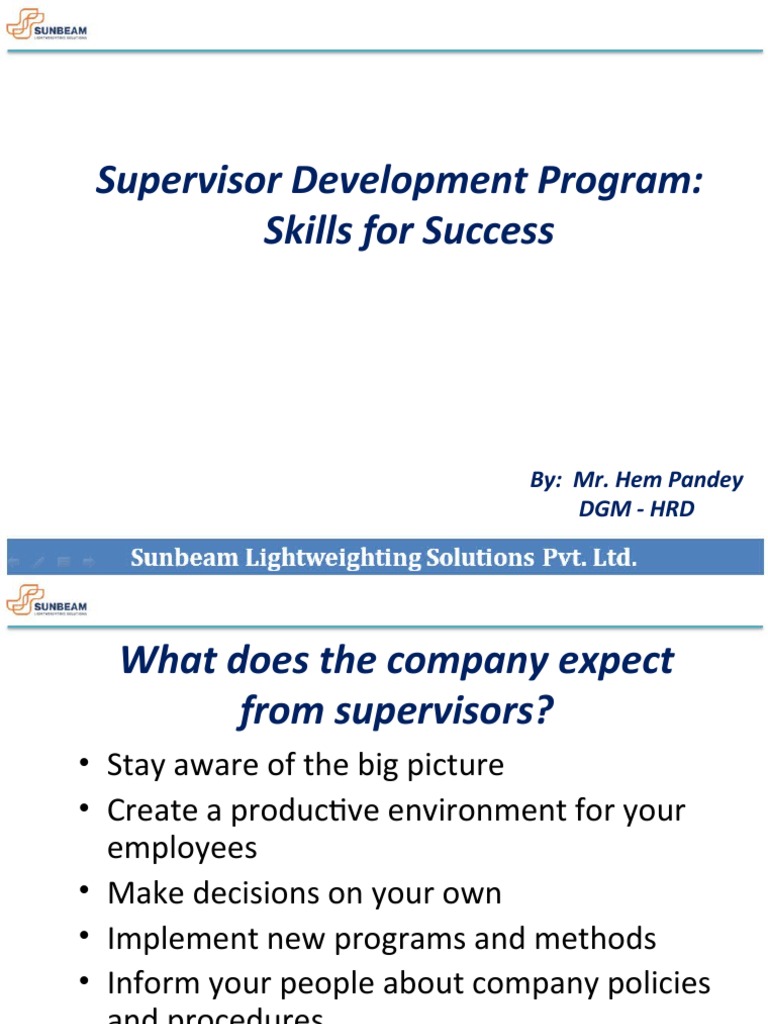 Supervisory Development PDF Time Management Professional Skills