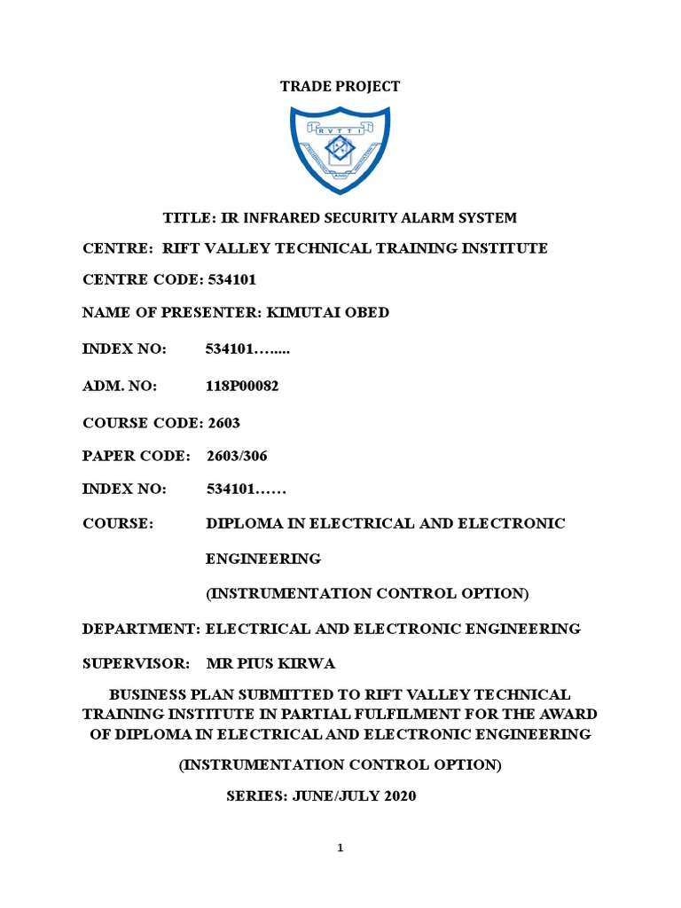 Obed Kimutai Ir Infrared Security Alarm System PDF
