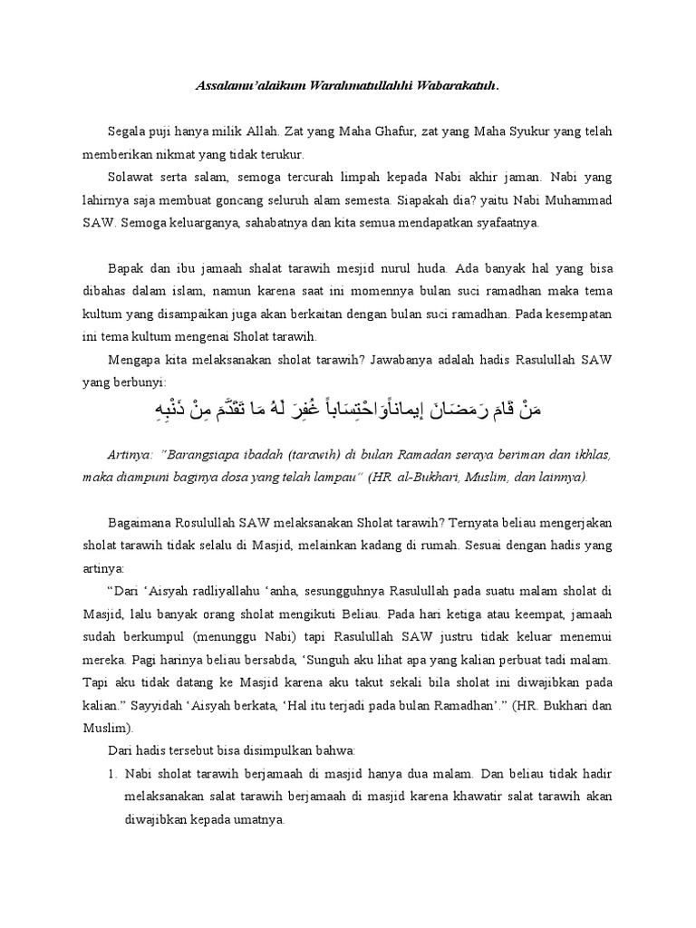 Teks Kultum Rabu, 25 Februari 2026: Menyelesaikan Utang Puasa Ramadan