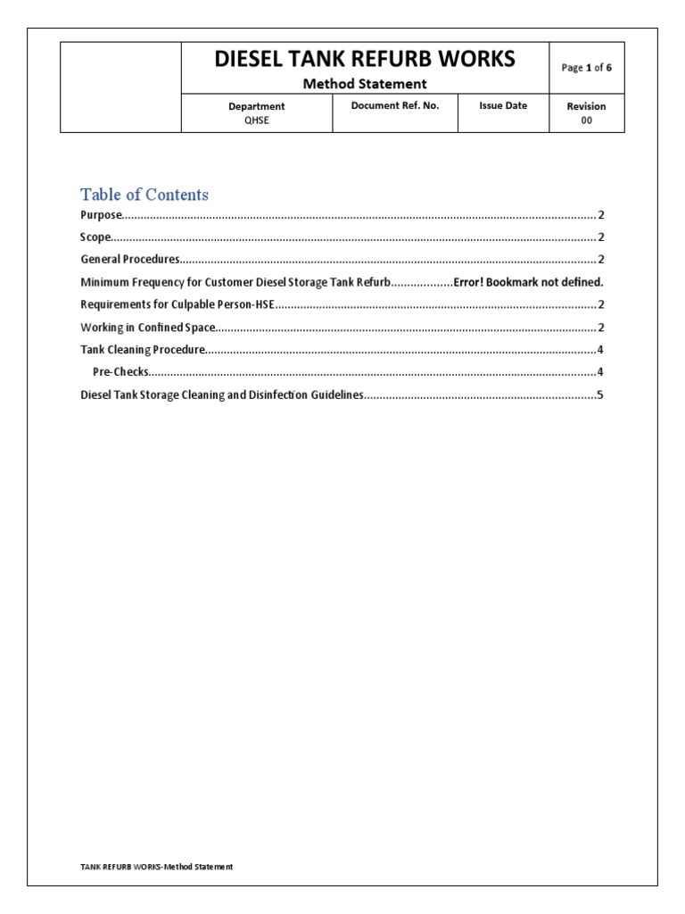 Diesel Tank Refurbishment Guidelines | PDF | Fires | Duct (Flow)
