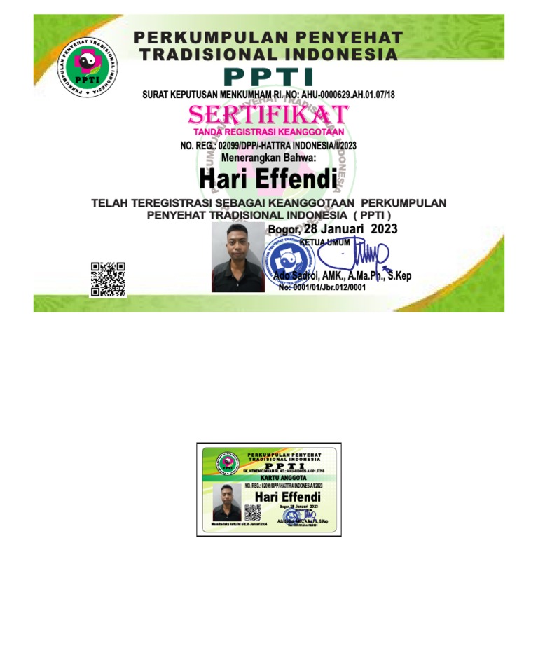 Kartu Anggota PPTI 2023-2024 | PDF