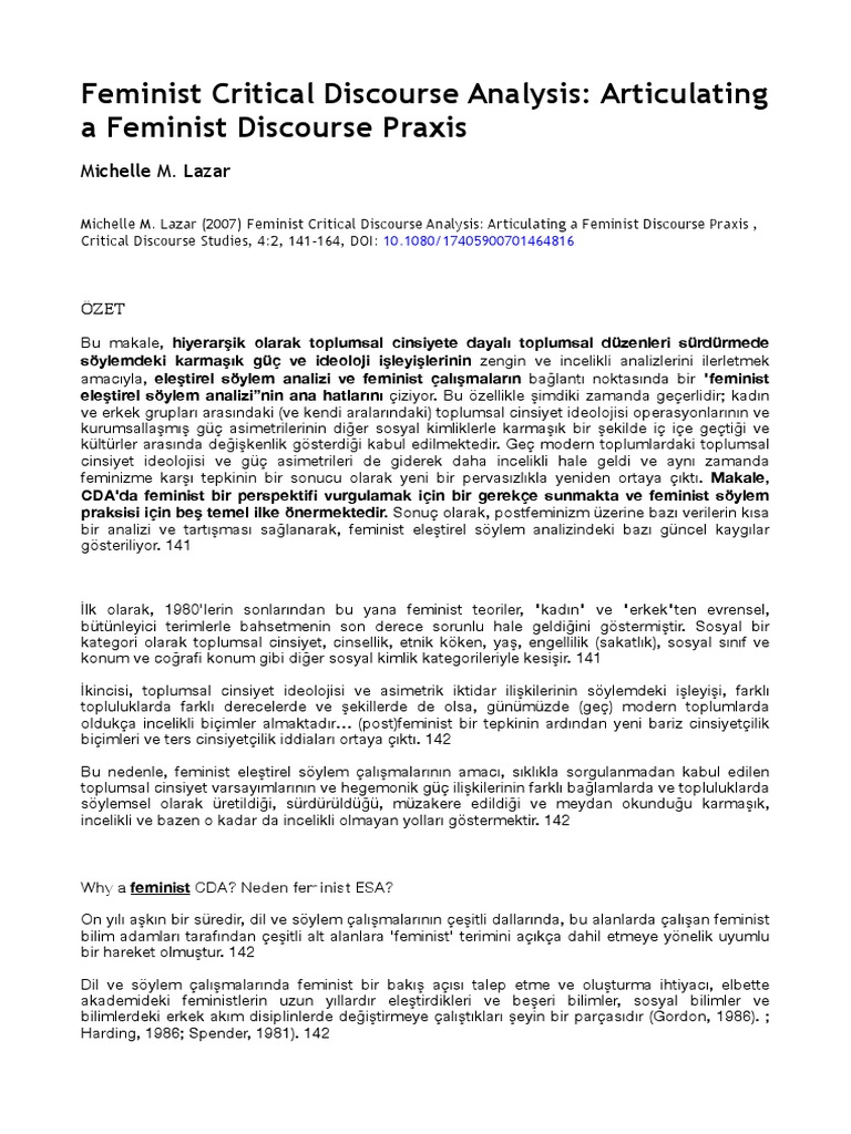 What Is Feminist Critical Discourse Analysis