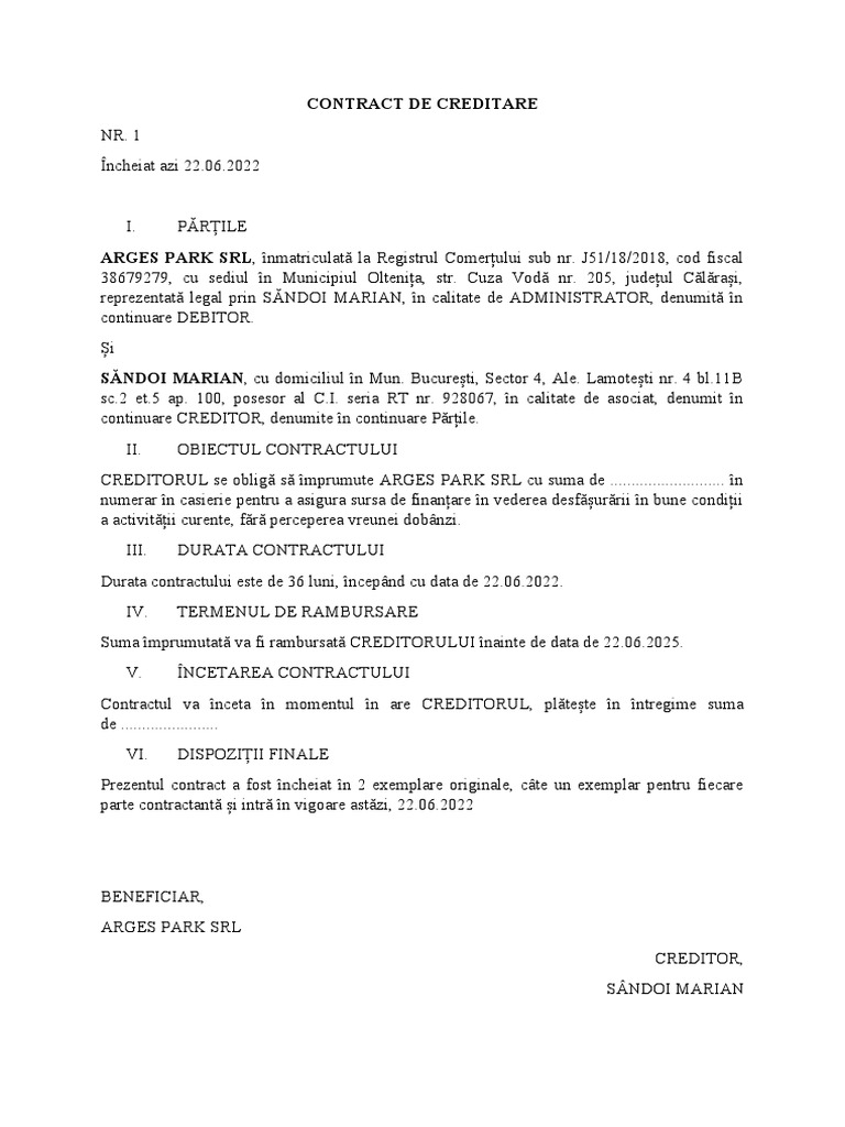 Contract de Creditare PDF