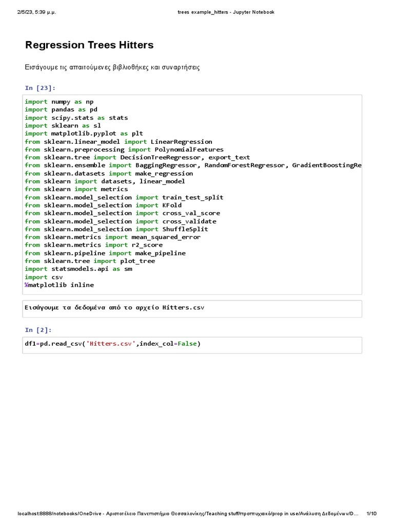Tree Example - Hitters - Jupyter Notebook | PDF | Mean Squared Error ...