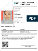 Kartu Peserta SNBP 2023: 423579973 Rosida 0045954199 SMKN Papalang Kab. Mamuju Prov. Sulawesi Barat