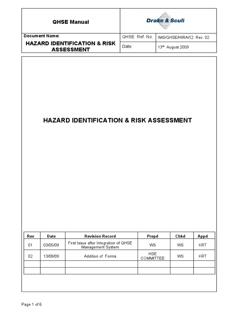 HIRA Guidelines for Safety Management | PDF