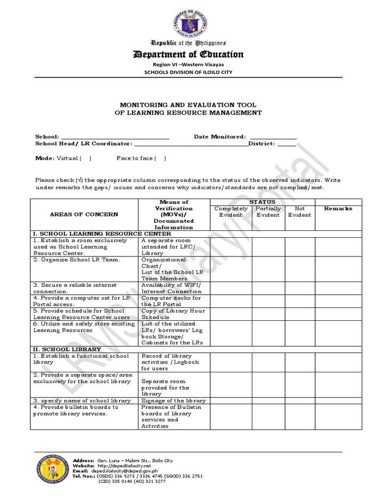 Learning Resource Management Evaluation Tool | PDF | Libraries | Internet