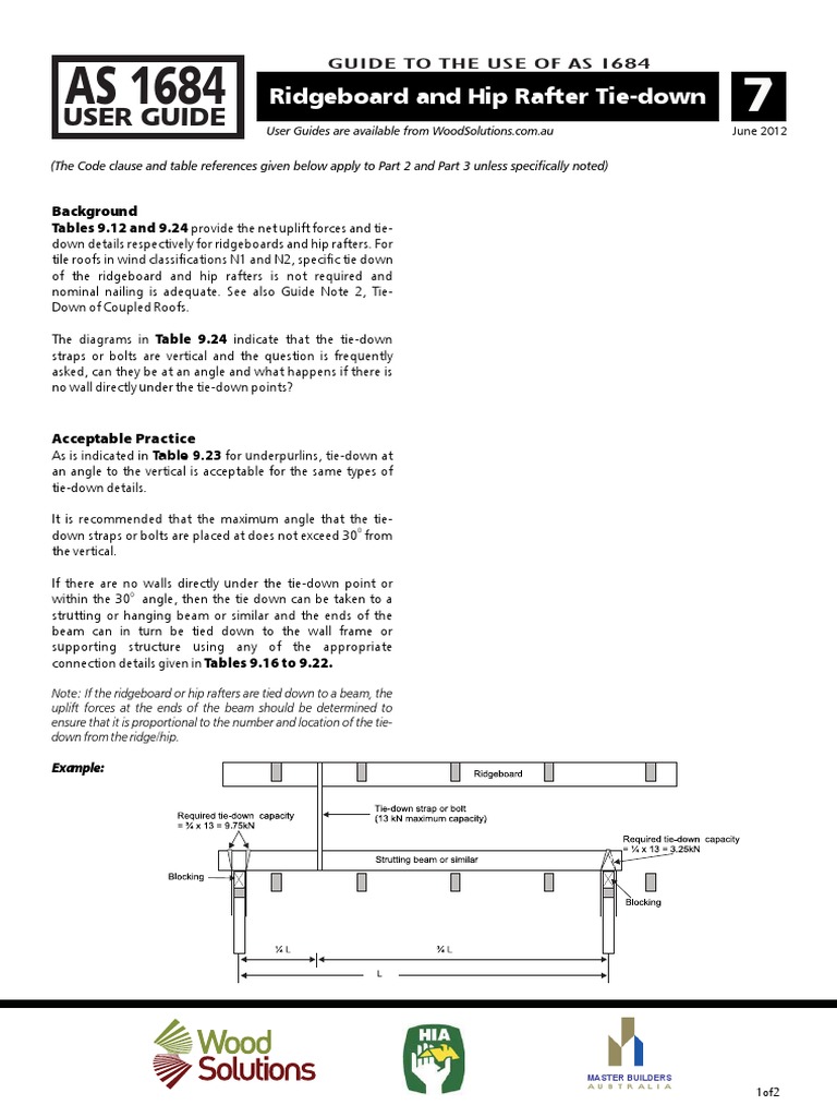 AS 1684 Rafter Tie-Down Guide | PDF | Roof | Information