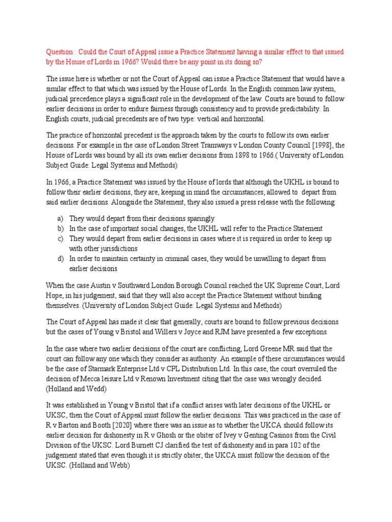 Horizontal Precedent in EWCA | PDF | Precedent | Courts