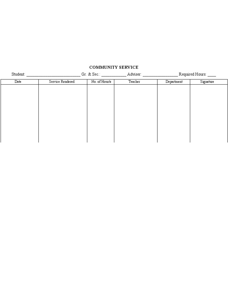 5x8 index card community service pdf