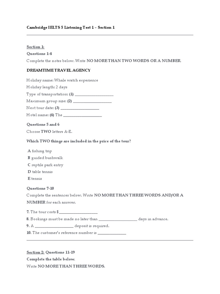 Cambridge Ielts 5 Listening Test 1 Pdf Cost Of Living