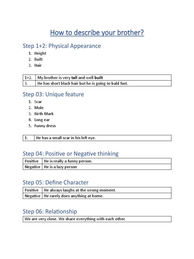 Describing My Brother in Detail | PDF
