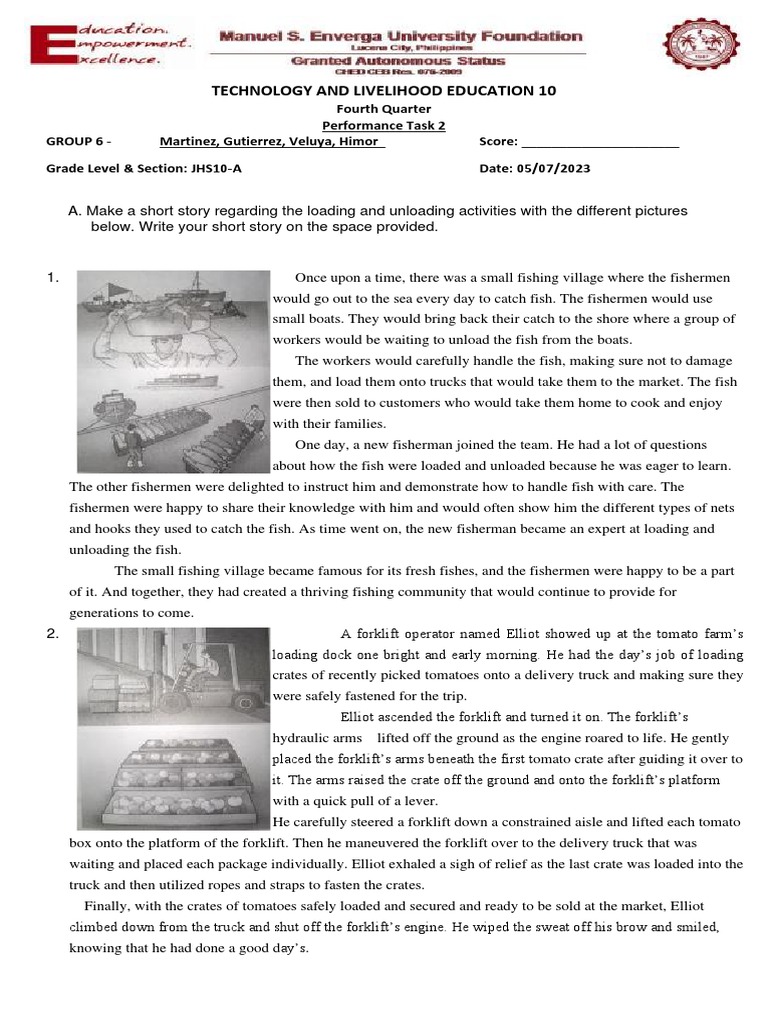 TLE Grade 10 PT LOADING AND UNLOADING | PDF | Science & Mathematics