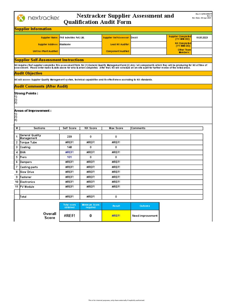 Nextracker Supplier Audit Overview | PDF | Business Process | Secondary ...