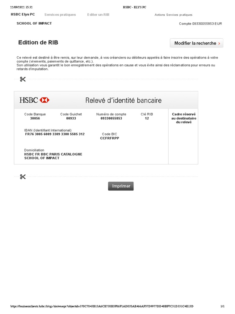 RIB HSBC pour Virements et Paiements | PDF