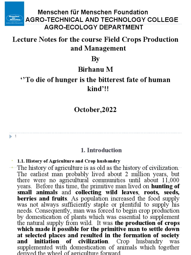 Crop Field | PDF | Agriculture | Food Security