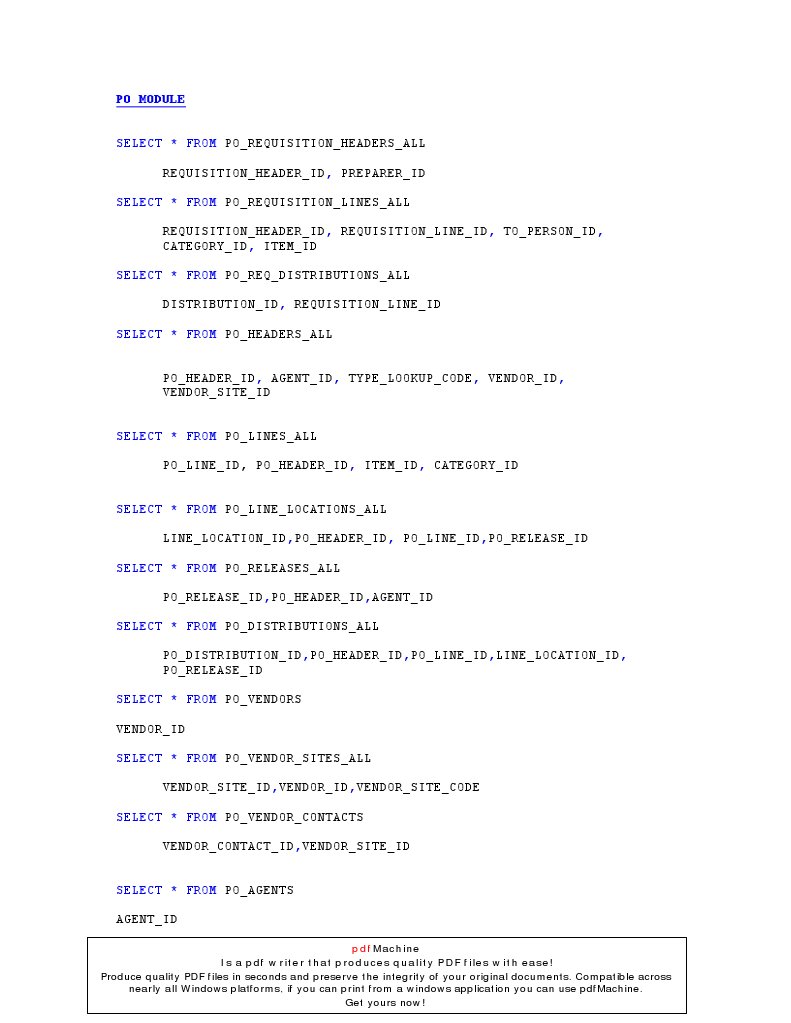 PO Module Database Query Overview | PDF