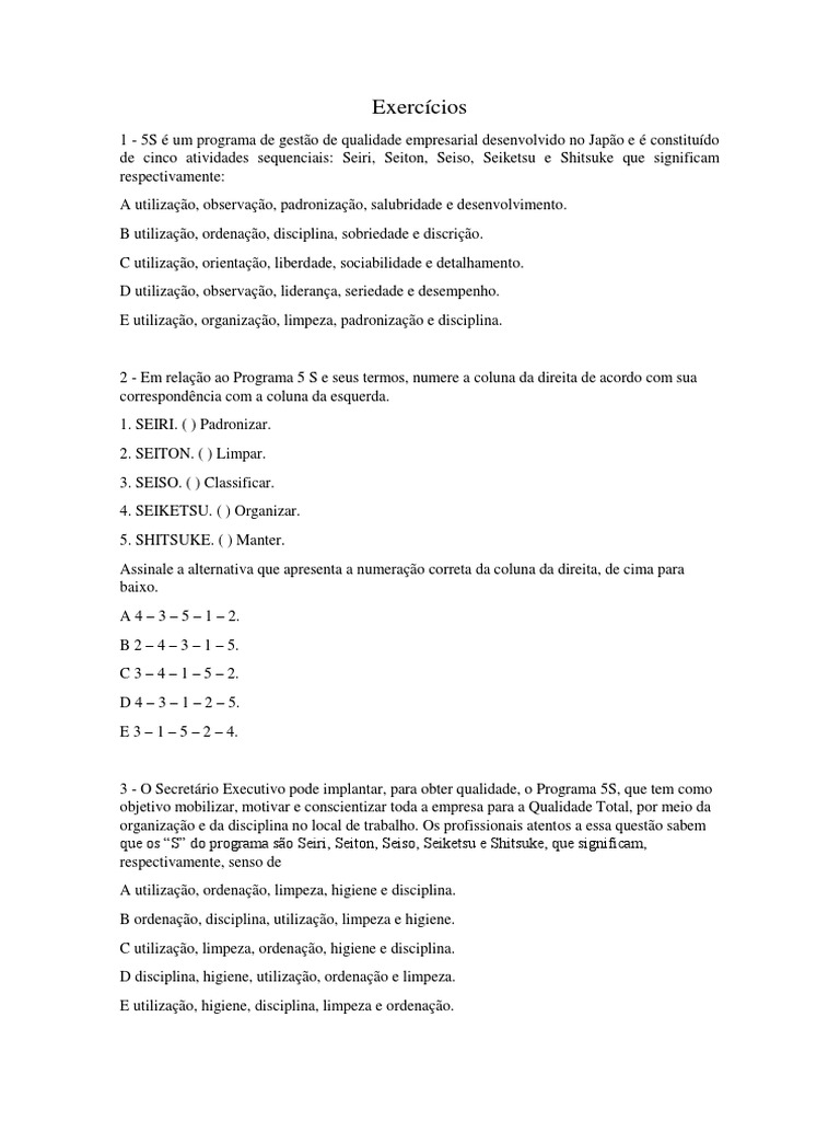 00 - Exercícios - Aula 1 5 Pontos | PDF | Carreira e Crescimento | Negócios